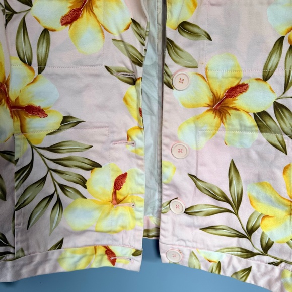 Jamaica Bay Floral Pink Cotton Blazer Jacket Large - Picture 6 of 9
